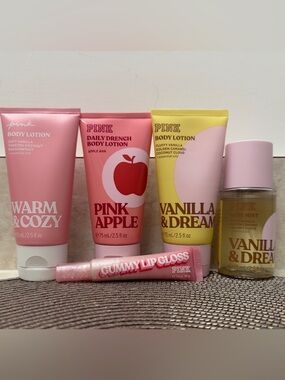 NEW PINK Victoria's Secret Mini Body Lotion, Mist & Lip Gloss Set